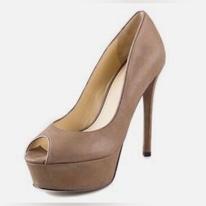 Designer Brian Atwood Bambola Open Peep Toe Leather Heels Great Condition Italy